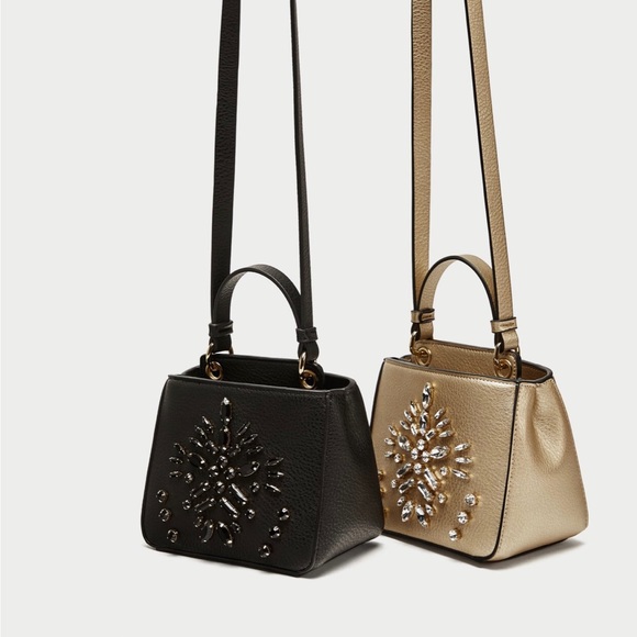 NWOT Zara Mini Embellished Cross Body Purse - Picture 3 of 8